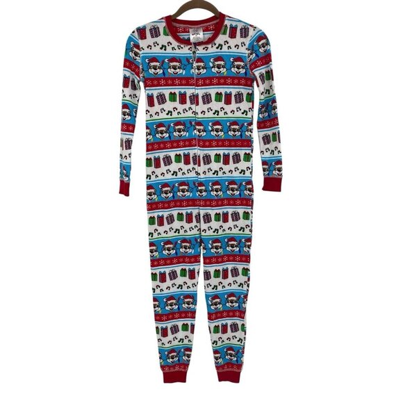 Bucees Youth Size Small Zipper Christmas Pajama Thermal Waffle Knit One Piece - Picture 2 of 7